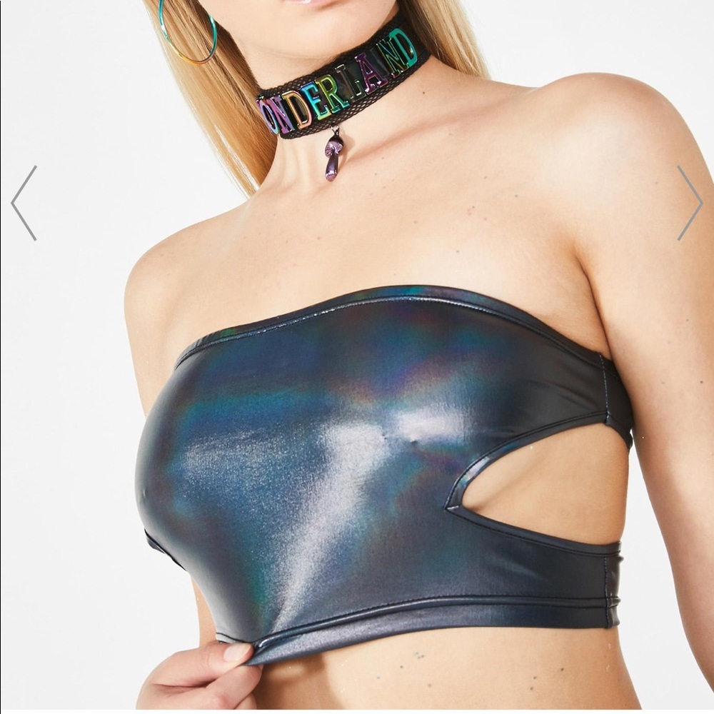 NWT Dolls Kill Iridescent Tube Top Size Small